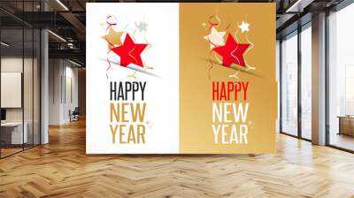 Happy new year banner with stars Wall mural