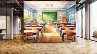 light shining into a classroom ready for students Wall mural