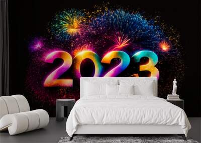 the word 2023 written out in firework sparklers long exposure style happy new years image celebration new year Wall mural