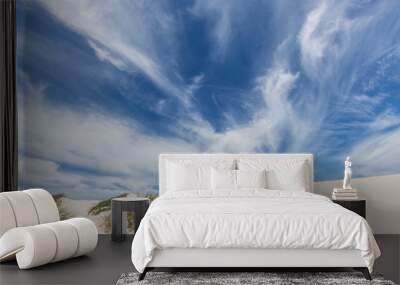 Beautiful sandy beach with blu sky Wall mural