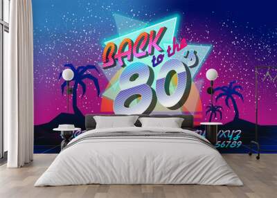 Back to the 80's. Retro elements Colorful background. Eighties vector graphic poster and banner. Fashion style graphic template. Easy editable for Your design. Wall mural