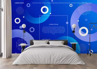 Abstract gradient blue circles background Wall mural