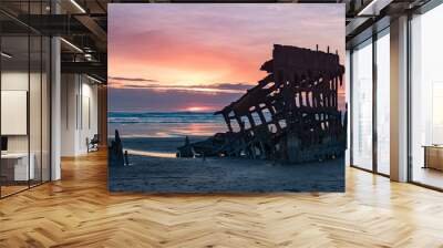 Peter Iredale shipwreck on the beach, Fort Stevens State Park, Oregon Wall mural