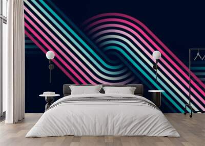 Abstract blue pattern concept geometric lines on dark blue background Wall mural