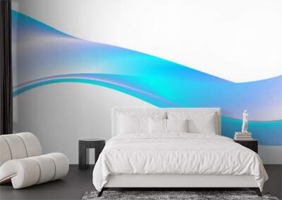 abstract green turquoise and blue gradient wave curve shape design transparent background Wall mural