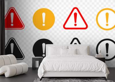 attention caution sign warning symbol icon set danger exclamation mark signs triangular vector illus Wall mural