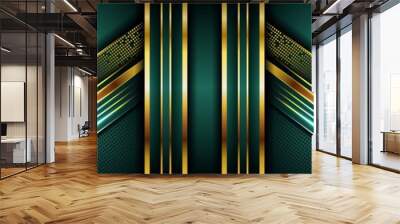 Elegant dark green background combine with golden overlap layer Wall mural