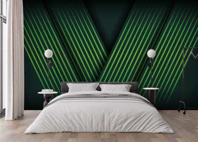 Luxury dark green background with abstract shape Wall mural