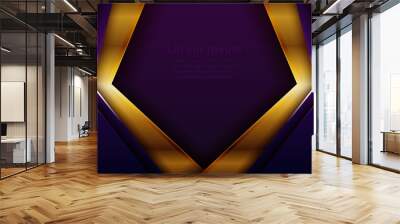 modern elegant smooth gold lines overlap layer purple digital abstract background texture design for poster, banner, card template Wall mural