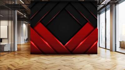 overlap shape abstract red with frame layout dark design tech Wall mural