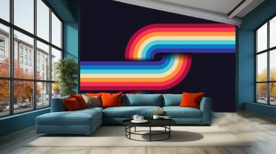 round style sticker positive retro vibes chrome drawn vintage circus beam stripe banner Wall mural