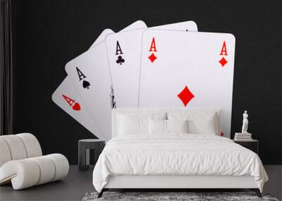 Four playing cards depicting aces Wall mural