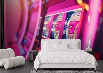 Pink casino slot machine, jackpot Wall mural