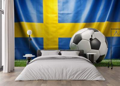 Sweden flag with soccer ball. Football. Wall mural