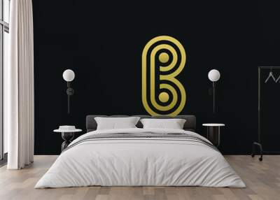 Modern trendy elegant B black and gold color initial based letter icon logo Wall mural