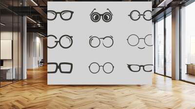 Optic Lens Logo Vector Design Vintage Illustration, Eyeglasses Logo, Glasses Vector, Lets See The World, Clear Seeing, Eyeglass Illustration Wall mural