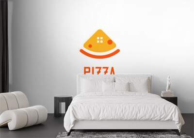 Flat pizza house logo design vector illustration idea Wall mural