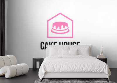 Vector cake house logo design concept template illustration idea Wall mural