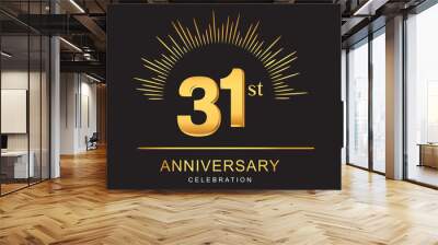 31st anniversary design with golden color and firework for anniversary celebration Wall mural