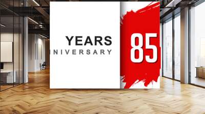 85th years anniversary design with red brush isolated on white background for company celebration event Wall mural