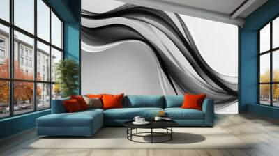 Black and white wave on white background Wall mural