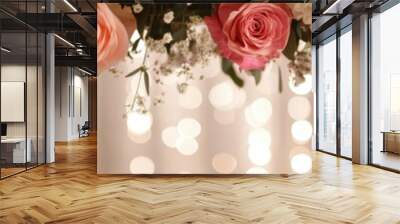 Elegant floral decoration with roses at a romantic event venue Wall mural