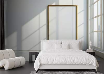 Empty Gold Frame on White Wall Wall mural