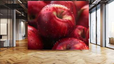 Red Apples Covered in Water Droplets Wall mural