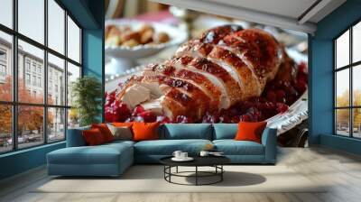 Roasted Turkey With Cranberry Sauce Wall mural