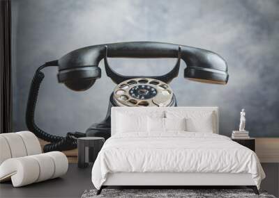 Old black vintage telephone Wall mural