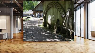 Watermill - Oblazy, Slovakia. Old wooden water mill at National Nature Reserve Kvacianska dolina in Slovakia Wall mural