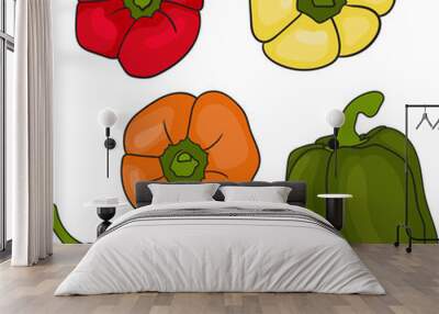 Bell peppers and chili pepper vector illustration Wall mural