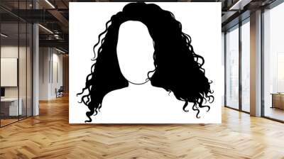 Curly hair woman vector illustration isolated avatar Wall mural