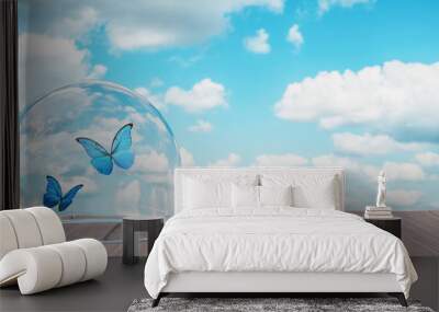 Butterflies captured in a jar, captivity concept 3d render 3d illustration Wall mural