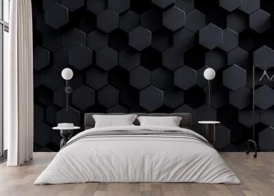 grey hexagons modern background 3d render 3d illustration	 Wall mural