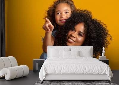 happy mother's day! Adorable sweet young afro-american mother with cute little daugh. Wall mural