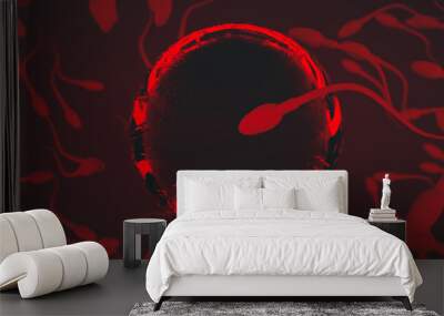 Sperm and egg. Natural fertilization. 3D rendering Wall mural