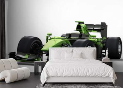 race car on white - black & green Wall mural