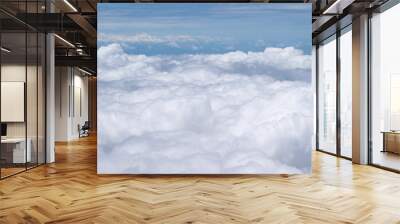 Natural background, cloudy sky, top view, airplane view. Wall mural