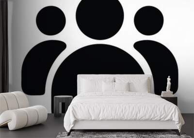 Black and white three people icon illustration. Vector illustration Wall mural