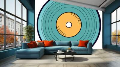 Colorful cartoon vinyl record isolated icon. Vector illustration Wall mural