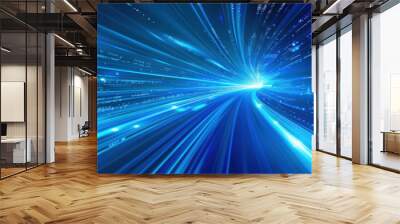 Digital data highway speeding through blue cyberspace Wall mural