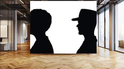 Head icon silhouette. Profile icons set. Man and woman avatar. Profile silhouette faces. Vector illustration Wall mural