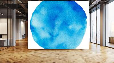 Soft blue watercolor circular design with texture, cut out - stock png. Wall mural