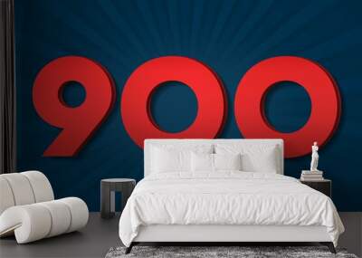 900 nine hundred Number count template poster design. decoration Wall mural