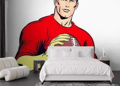 American football athlete ball goal, player in sport competition Wall mural