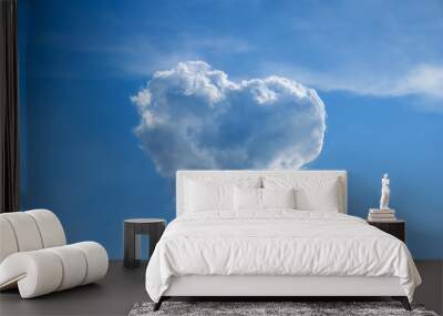 blue sky and heart shape cloud ecology concept background abstract Wall mural