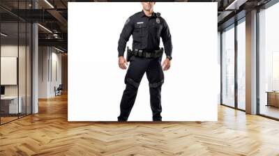 Full length Cop man in security guard posing isolated on white. Wall mural