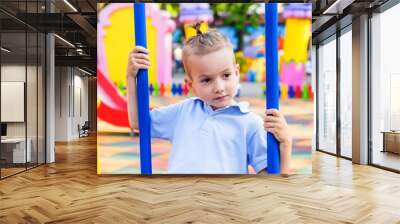 Fun summer park activity joy, child happiness. Wall mural