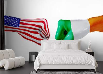 USA and Ireland flag. Concept fight, business competition, conflict or sporting events Wall mural